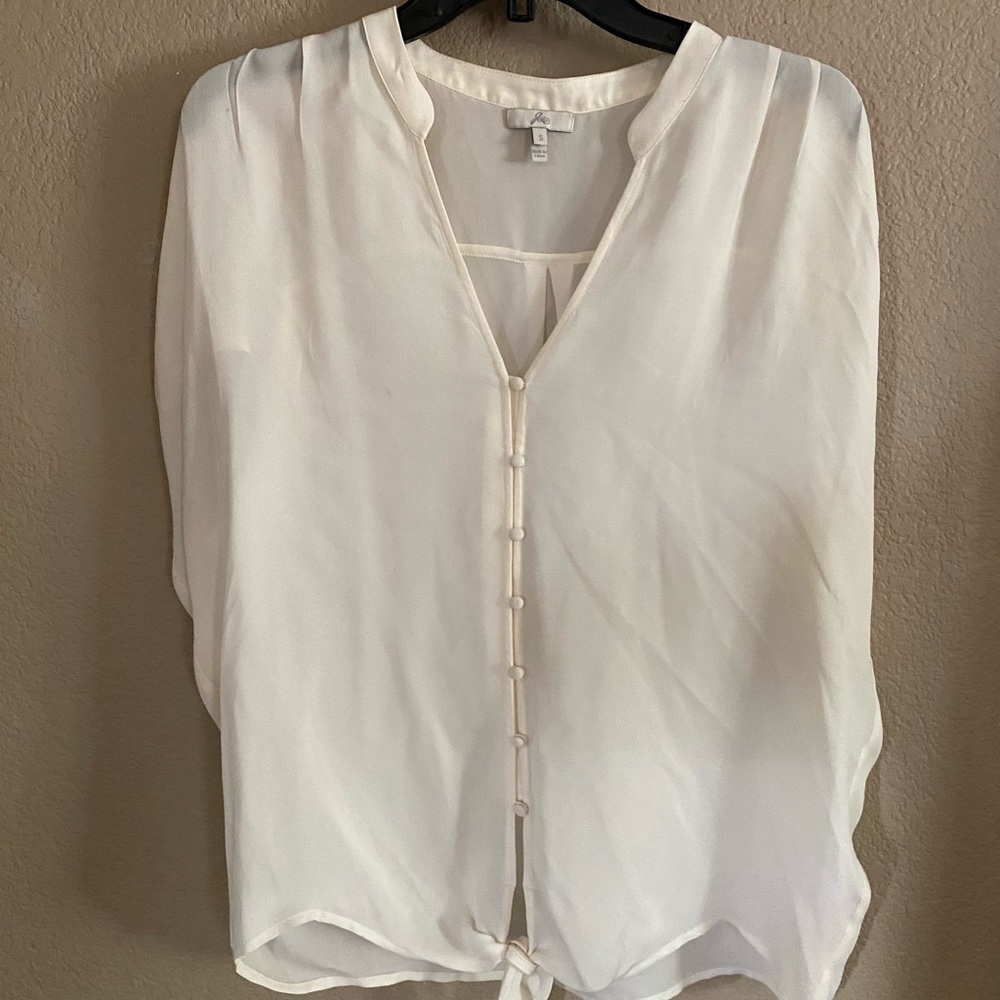 Joie Silk Button Tie Front Blouse